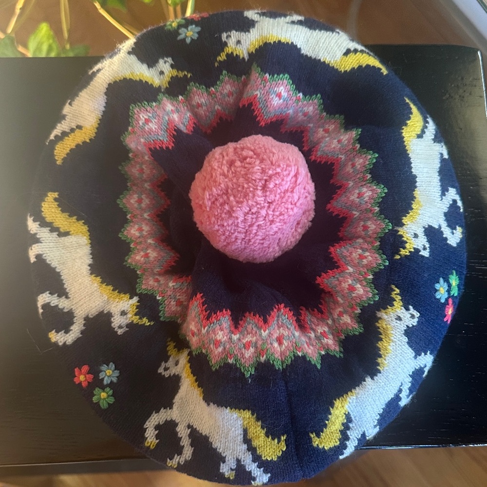 Boden College Navy Unicorn Knit Hat for Kids NWT - Picture 3 of 8